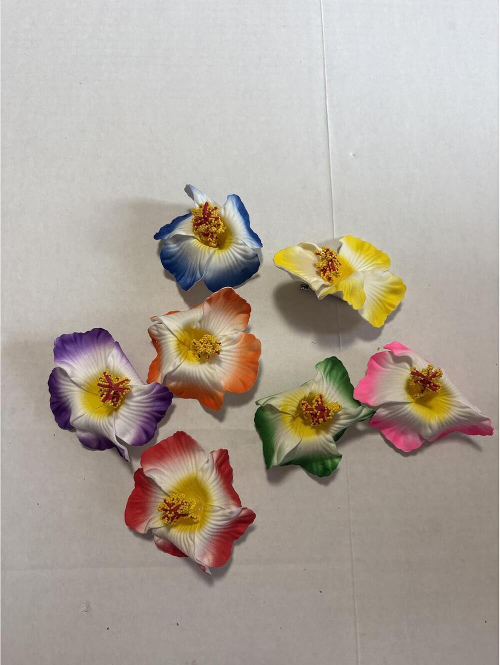 Hawaiian flower hair clips